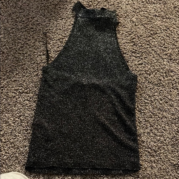 Black Glitter Halter Top - Picture 1 of 3